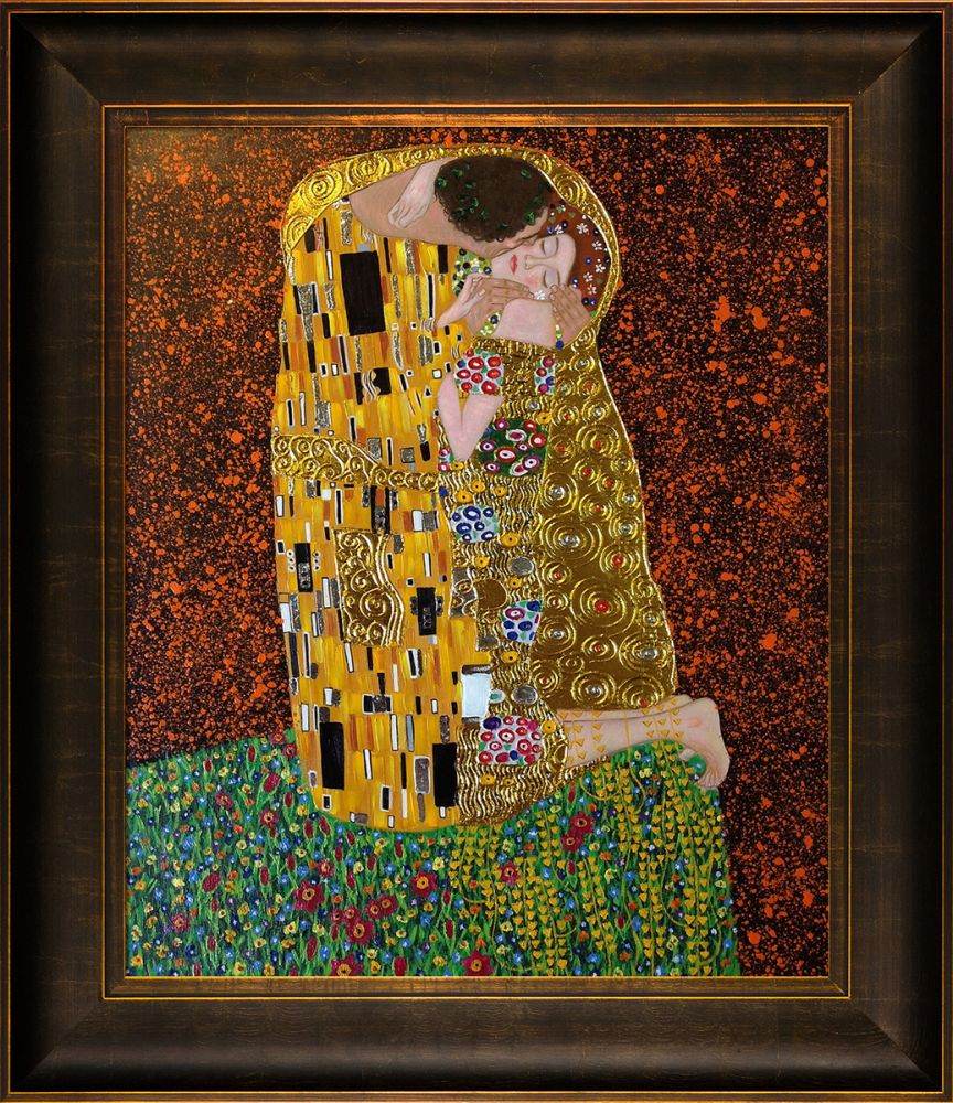 The Kiss (Full View - Luxury Line) Pre-Framed - Veine D'Or Bronze Scoop Frame 20"X24"