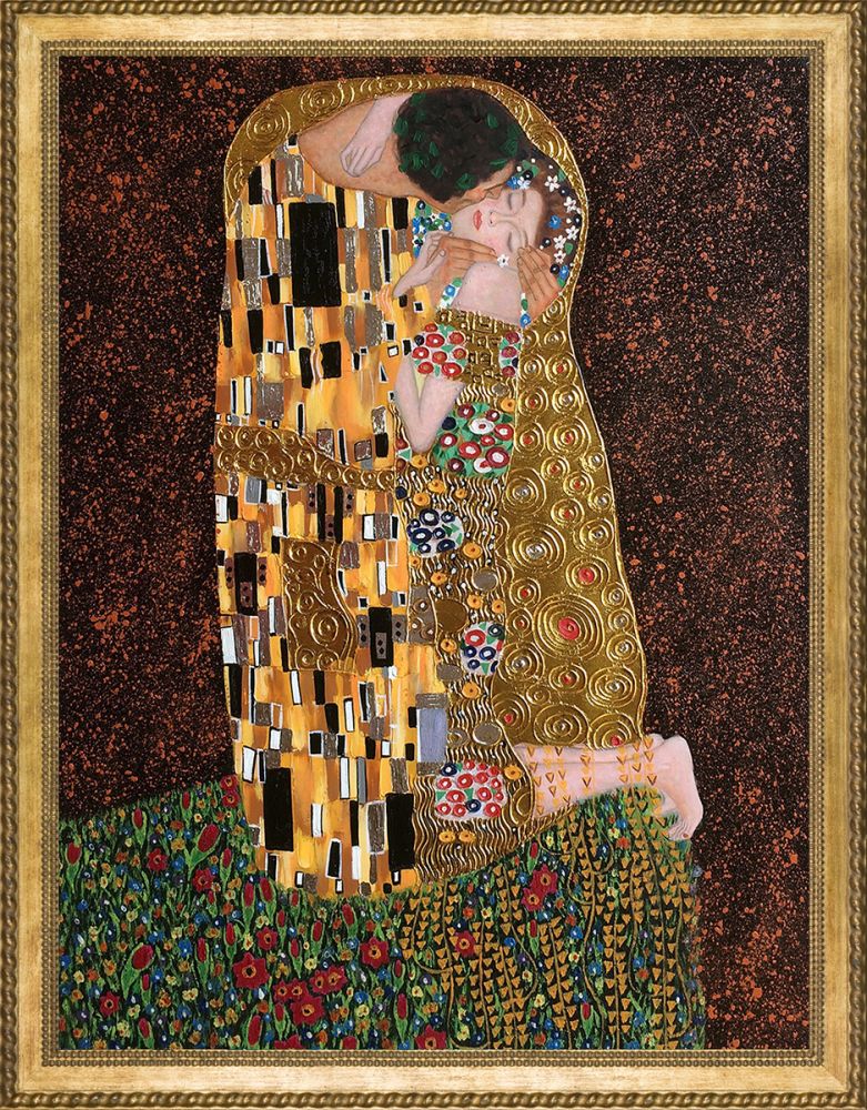 The Kiss (full view - Luxury Line) Pre-Framed - Verona Gold Braid Frame 30"X40"