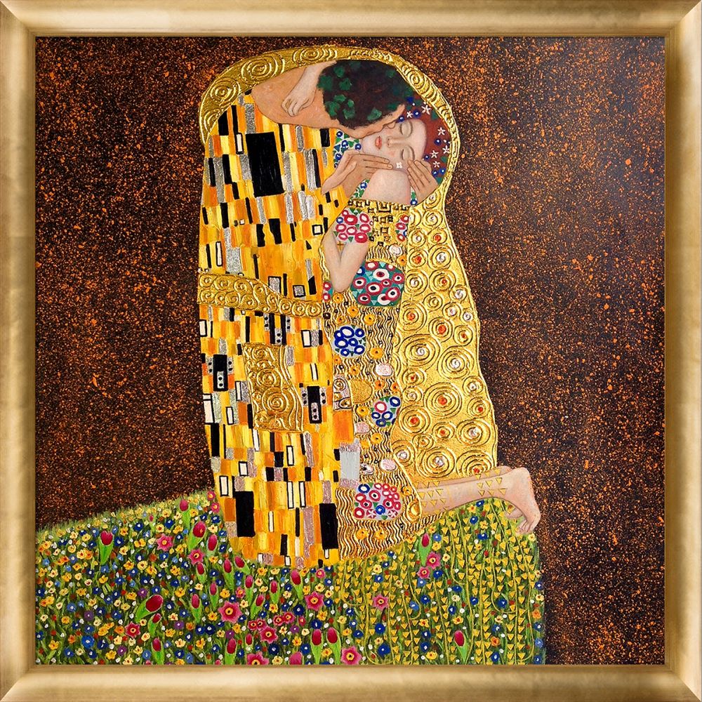 The Kiss (full view - Luxury Line) Pre-Framed - Gold Luminoso Frame 24"X24"