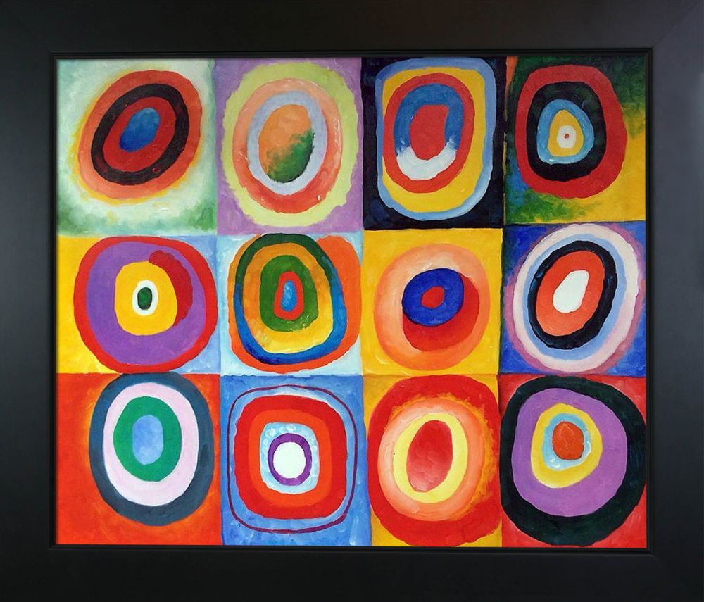 Farbstudie Quadrate Pre-Framed - New Age Black Frame 20"X24"