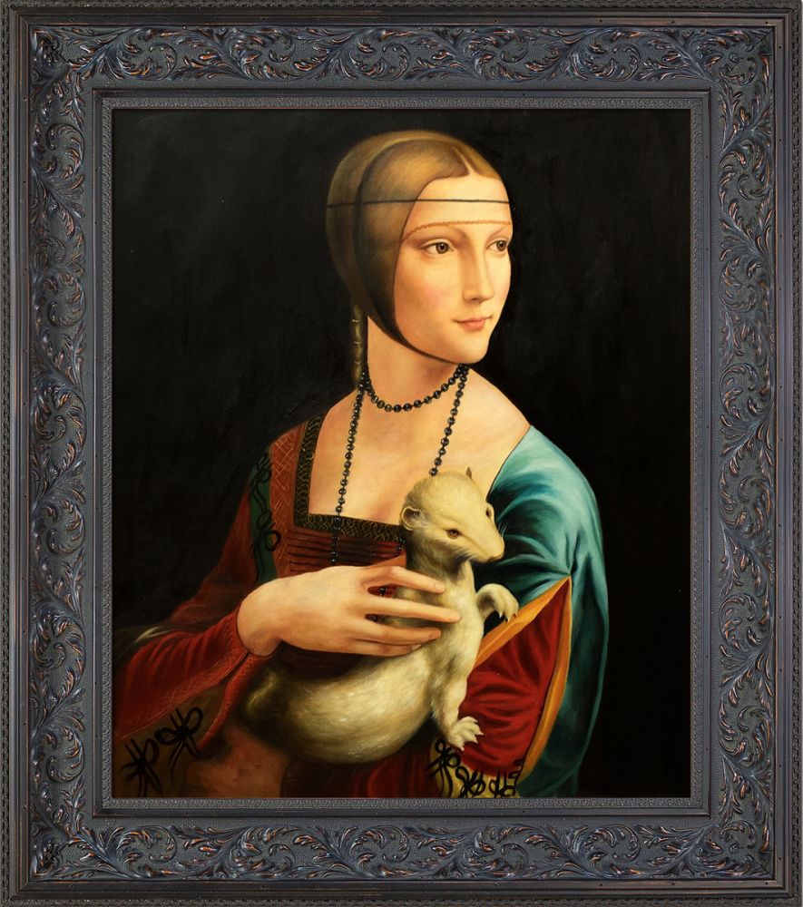 Lady With an Ermine Pre-Framed - Black Spanish Walnut Frame 20