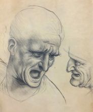 Study of Two Warriors' Heads for the Battle Anghiari