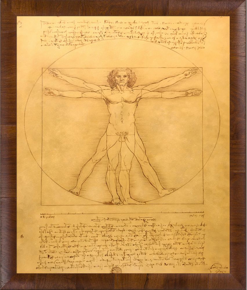 Vitruvian Man Pre-Framed - Panzano Olivewood Frame 20" X 24"