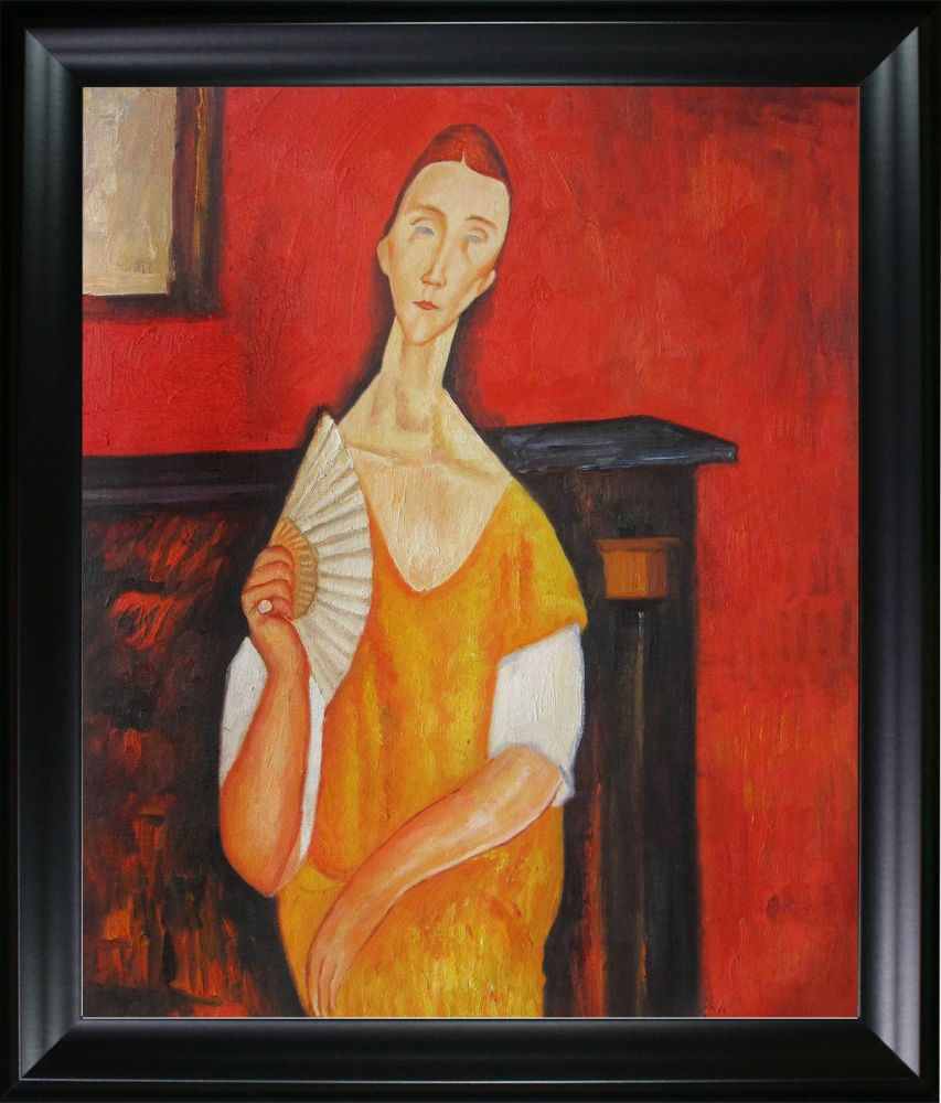 Woman With A Fan - Black Matte Frame 20"X24"