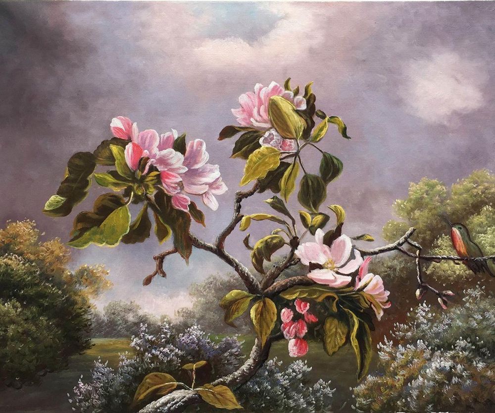 Apple Blossoms and Hummingbird