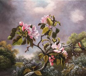 Apple Blossoms and Hummingbird