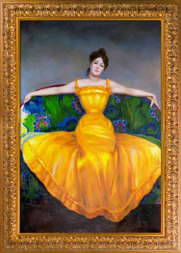 Lady in Yellow Dress Pre-Framed - Sicilian Gold Frame 24" X 36"