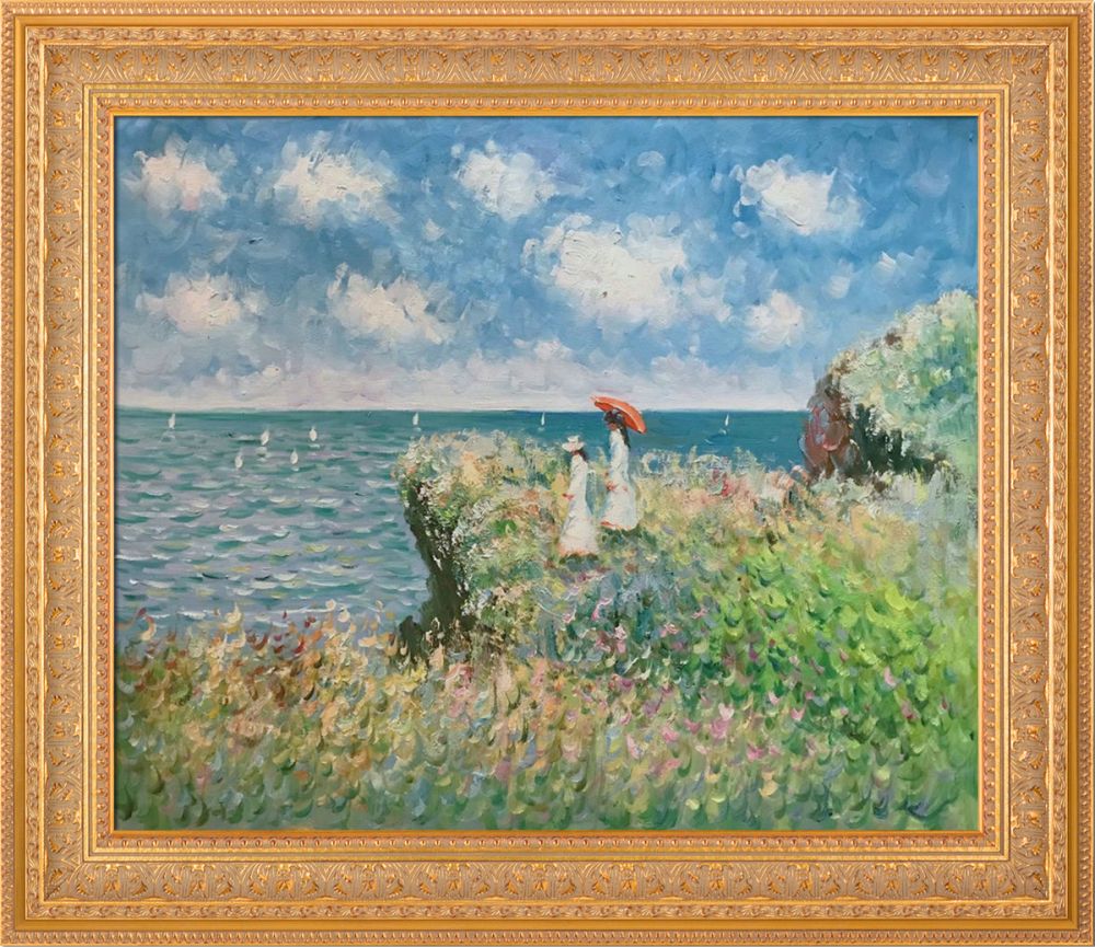 Cliff Walk At Pourville Pre-Framed - Sovereign Frame 20" X 24"