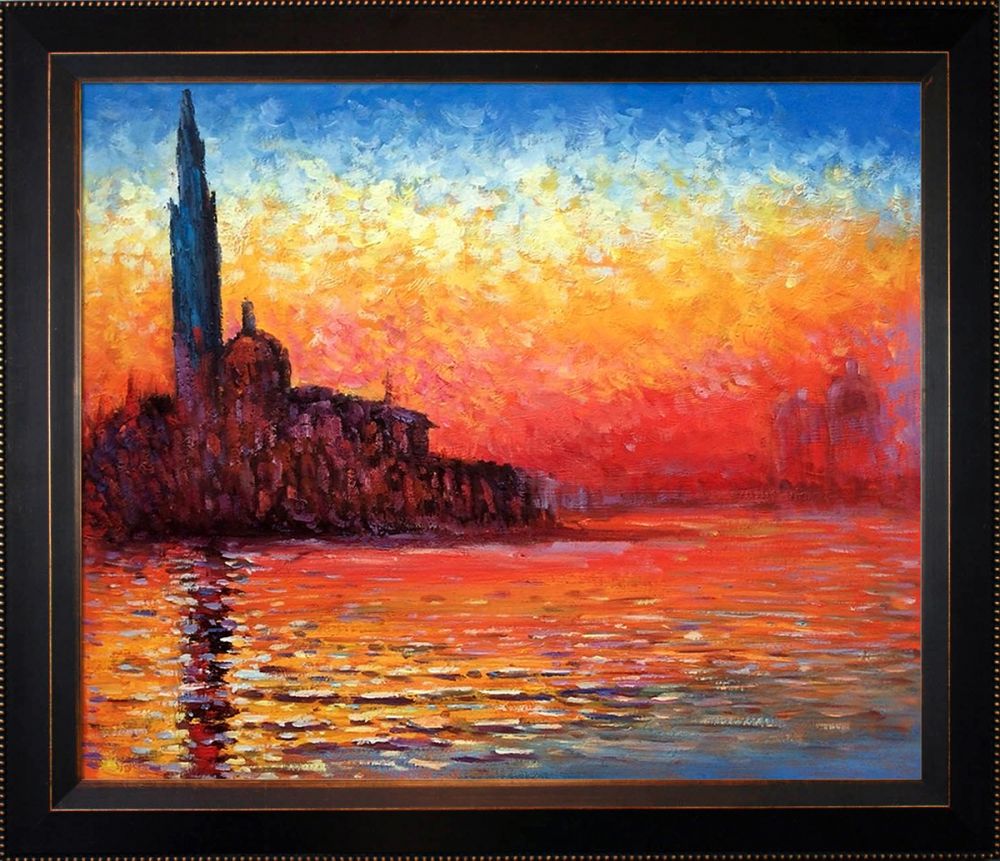 San Giorgio Maggiore by Twilight Pre-Framed - Veine D'Or Bronze Angled Frame 20"X24"