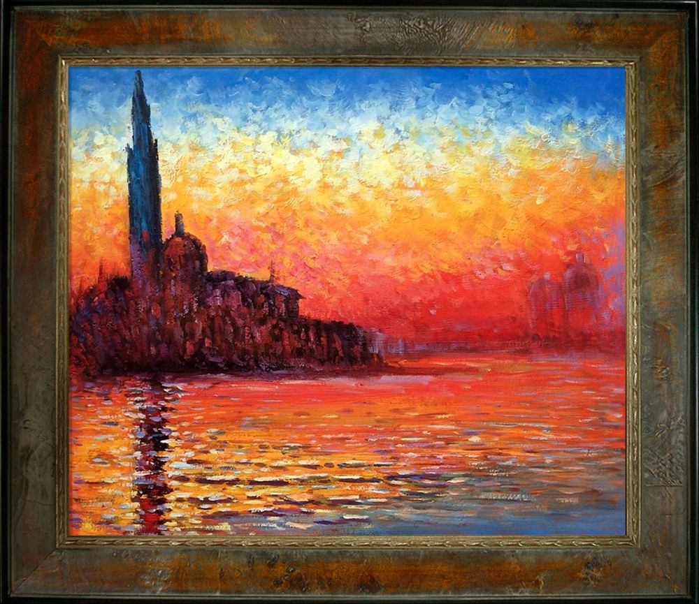 San Giorgio Maggiore by Twilight Pre-Framed - Sambrosa Distressed Honey Frame 20"X24"