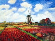 Tulip Field with the Rijnsburg Windmill