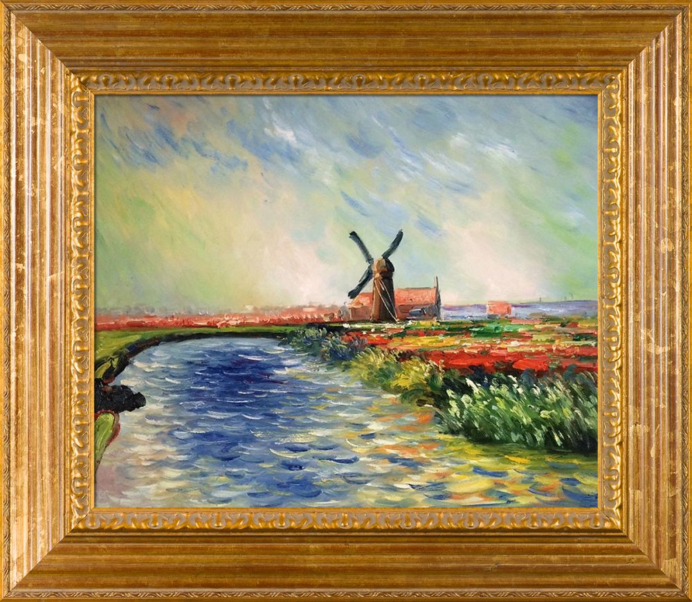 Tulip Field in Holland Pre-Framed - Vienna Gold Leaf Frame 20"X24"