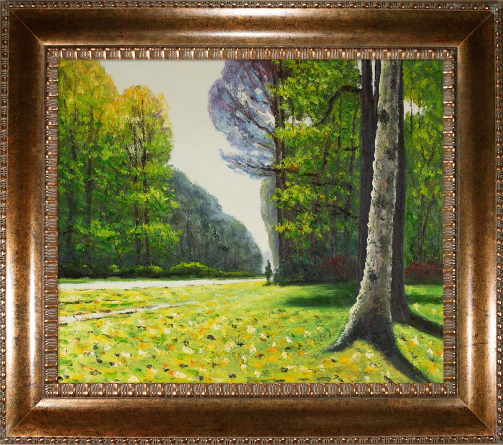 The Road to Bas-Breau, Fontainebleau Pre-Framed - El Dorado Gold Frame 20"X24"