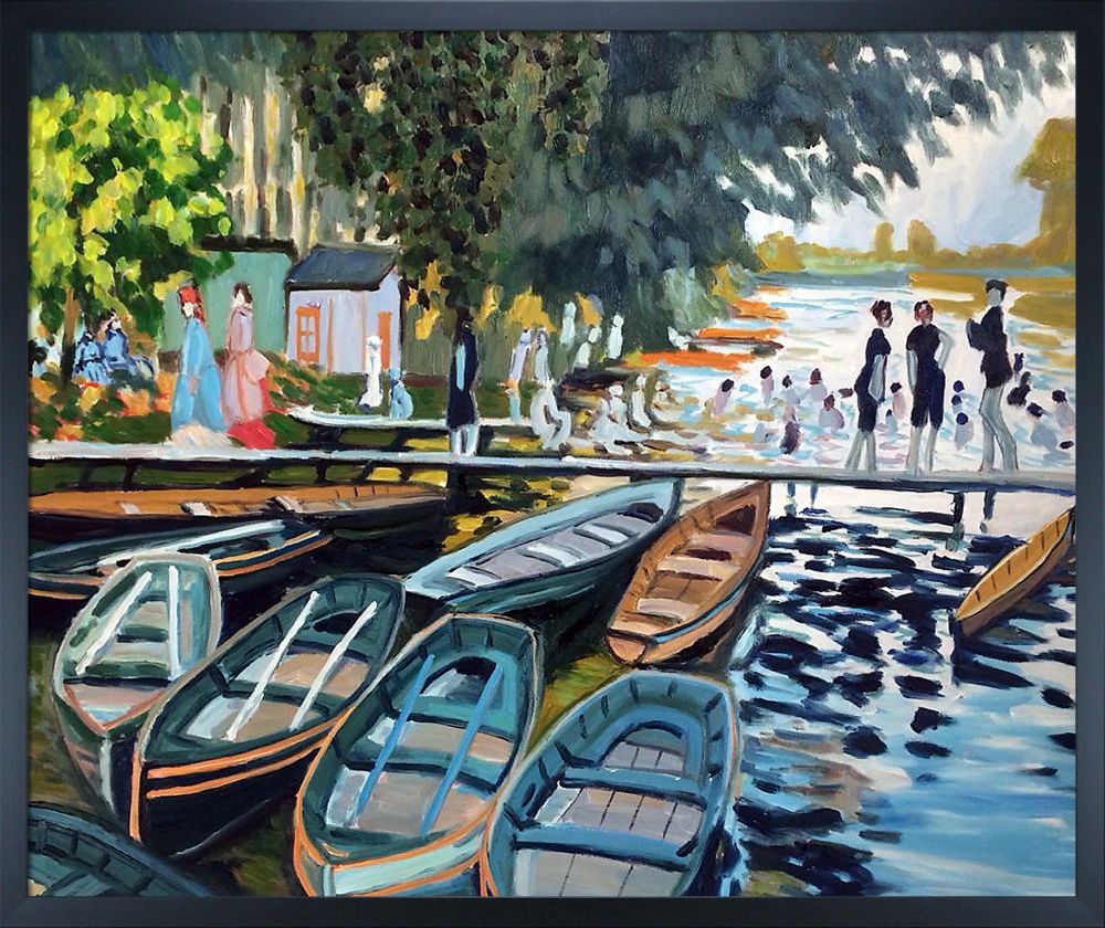 Bathers at Grenouillere,1869 Pre-framed - Studio Black Wood Frame 20"X24"