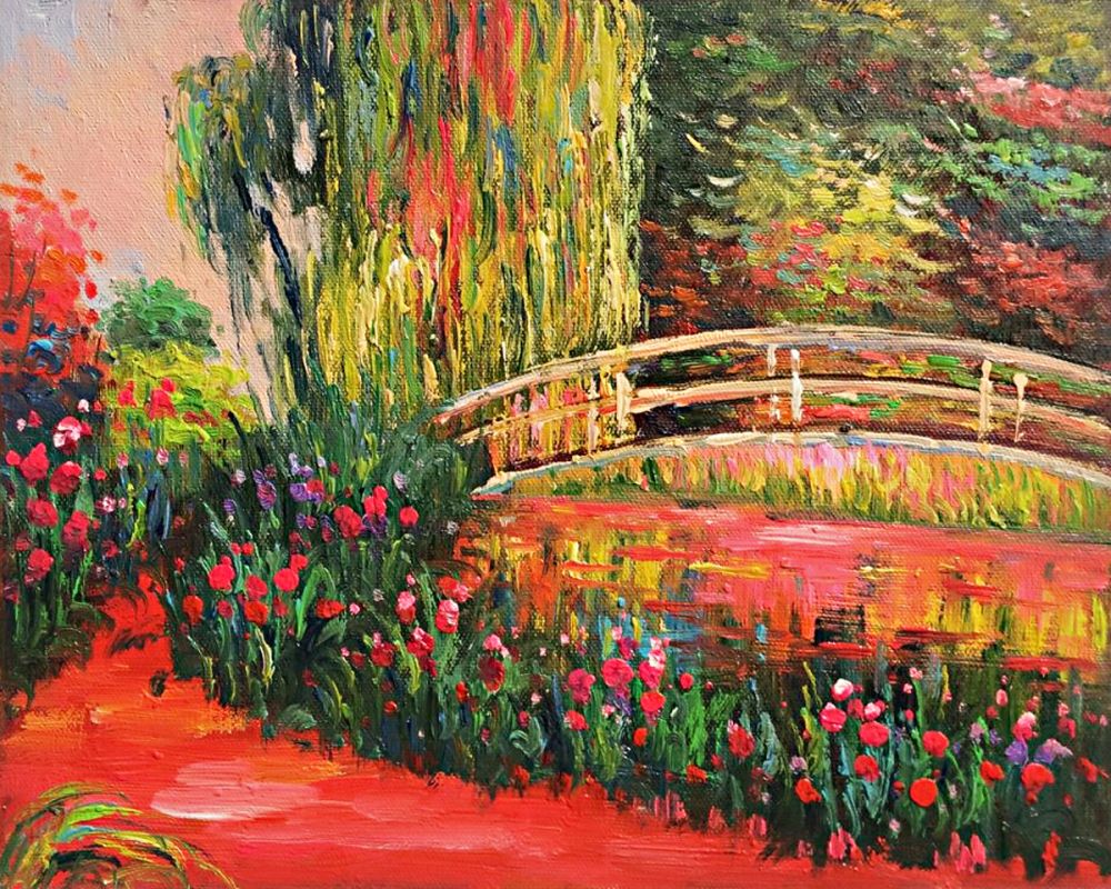 The Japanese Bridge (The Water-Lily Pond, Water Irises)