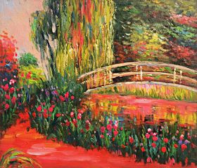 The Japanese Bridge (The Water-Lily Pond, Water Irises)