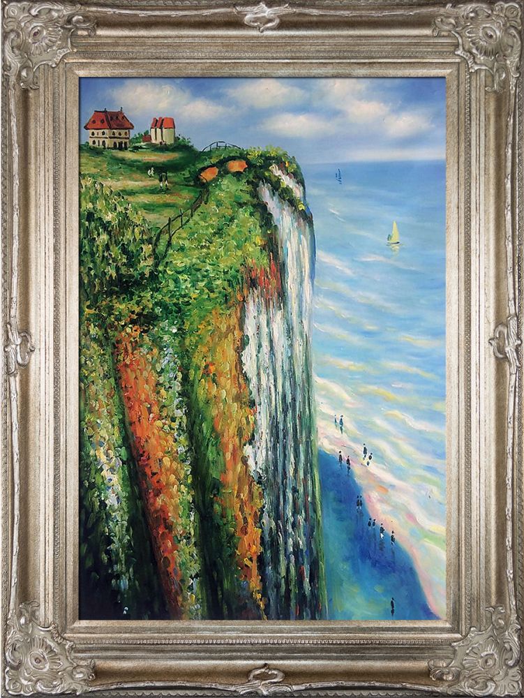 Cliff at Dieppe Pre-Framed - Renaissance Champagne Frame 24"X36"