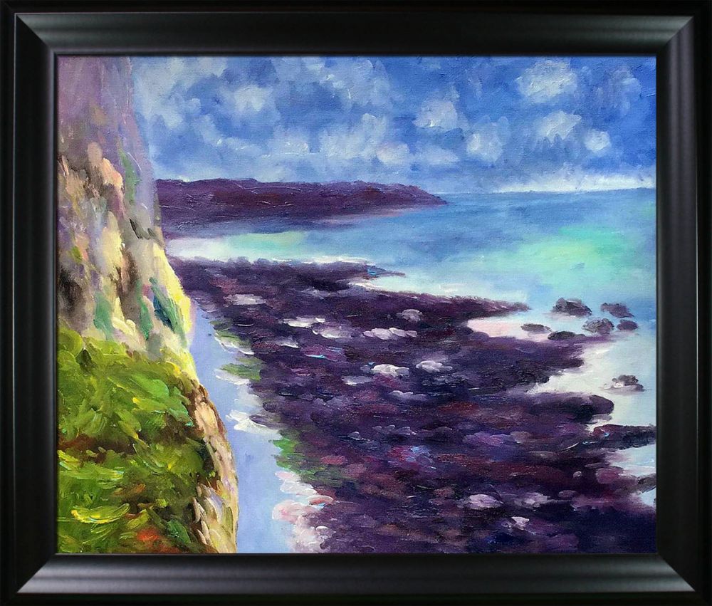 Cliff near Dieppe Pre-Framed - Black Matte Frame 20"X24"