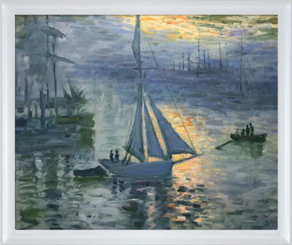 Sunrise, The Sea Pre-Framed - Moderne Blanc Frame 20" X 24"