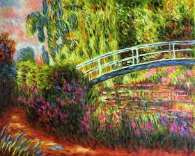 The Japanese Bridge, (The Water-Lily Pond, Water Irises)