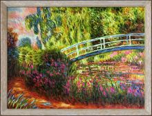 The Japanese Bridge, (The Water-Lily Pond, Water Irises) Pre-Framed