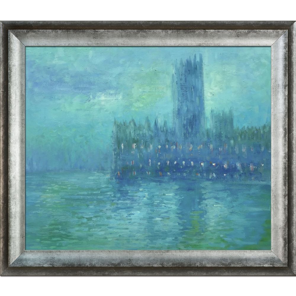 Houses of Parliament, Fog Effect Pre-framed - Athenian Distressed Silver Frame 20"X24"