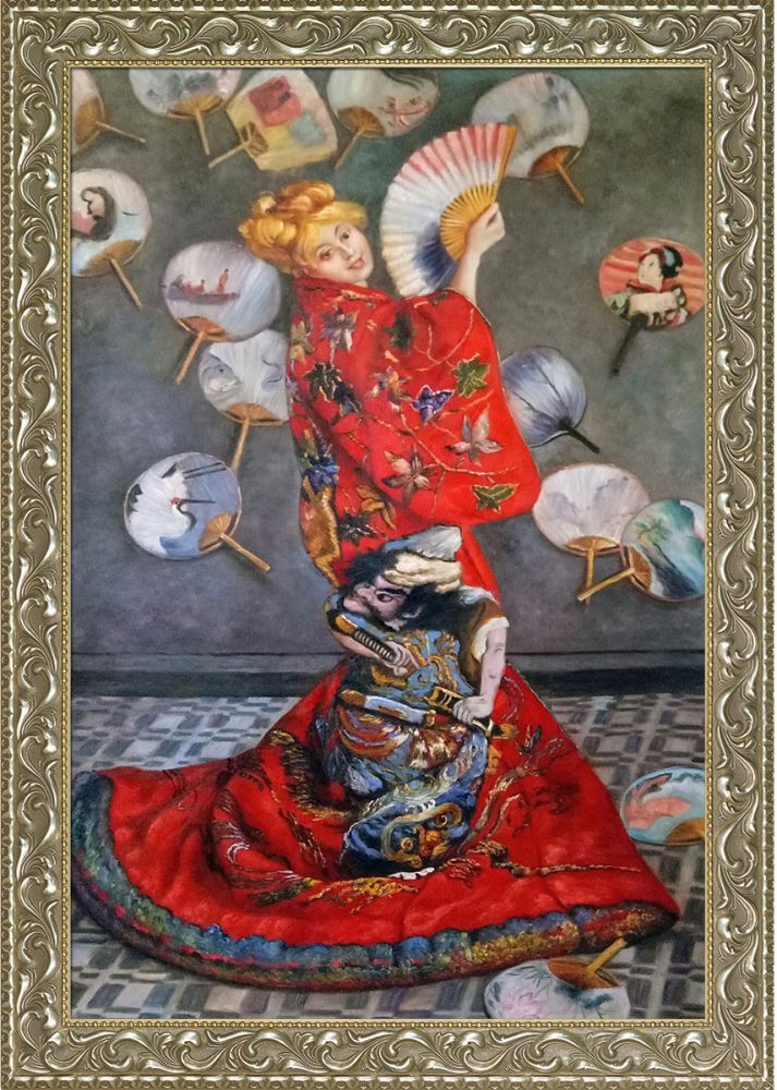 La Japonaise (Camille Monet in Japanese Costume) Pre-Framed - Rococo Silver 24"X36"