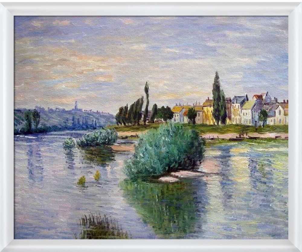 The Seine at Lavacourt Pre-Framed - Moderne Blanc Frame 20" X 24"