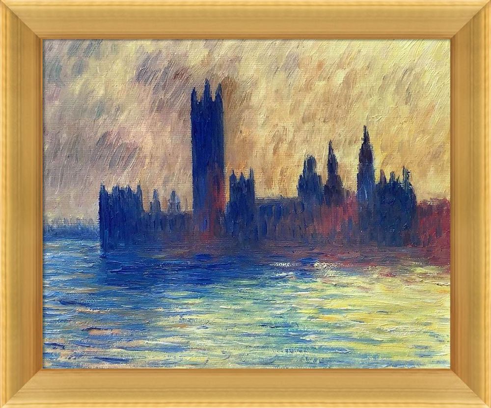 London. Houses of Parliament (Sun Breaking Through the Fog) Pre-Framed - Piccino Luminoso Frame 8" X 10"