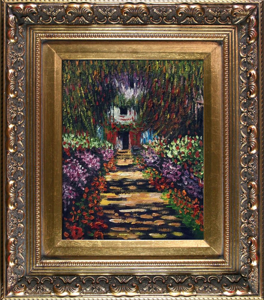 Garden Path at Giverny Pre-Framed - Baroque Antique Gold Frame 8"X10"
