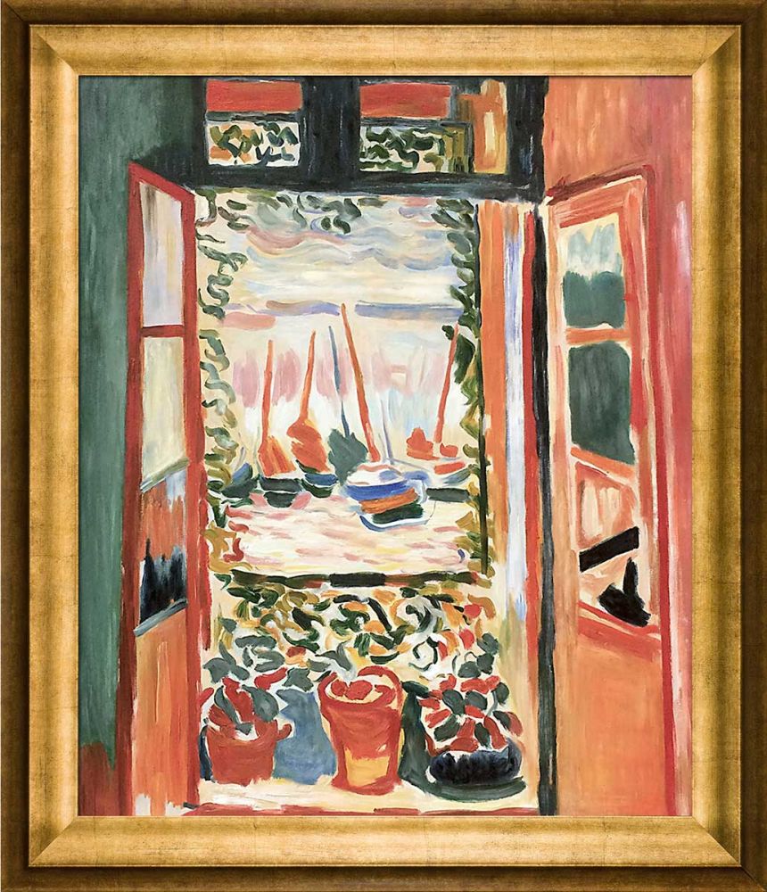 Open Window Collioure Pre-Framed - Athenian Gold Frame 20"X24"