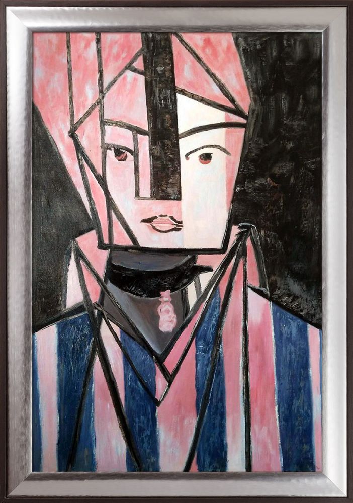 White and Pink Head Pre-Framed - Magnesium Silver Frame 24" X 36"