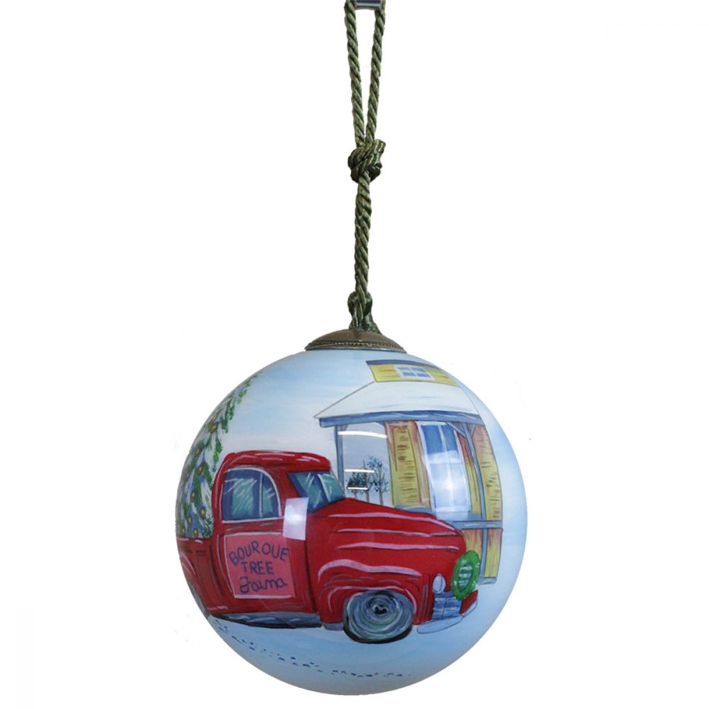 Vintage Christmas Hand Painted Glass Ornament