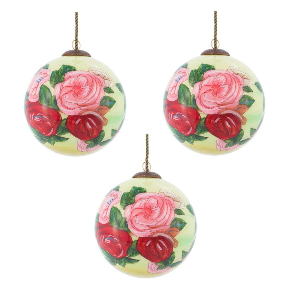 Discarded Roses Glass Ornament Collection (Set of 3)