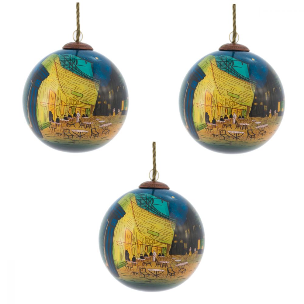 Cafe Terrace at Night Glass Ornament Collection (Set of 3)