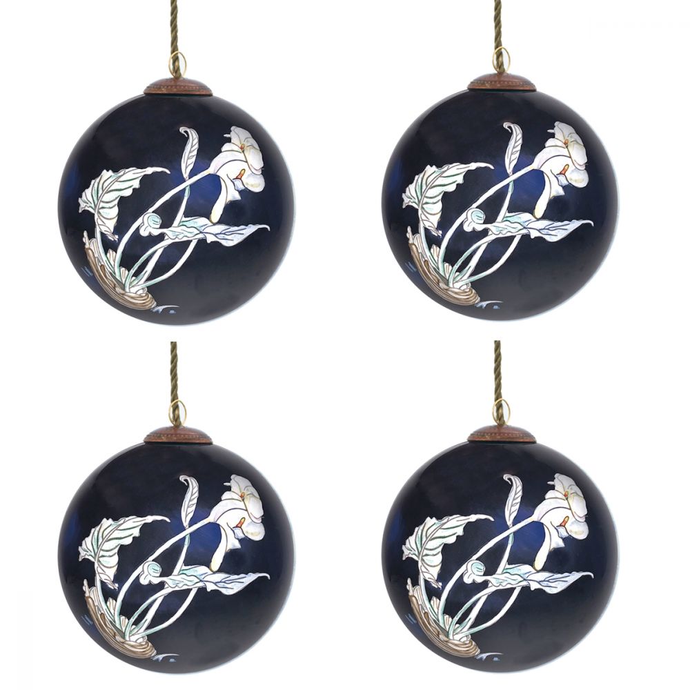 Calla Lilies Glass Ornament Collection (Set of 4)