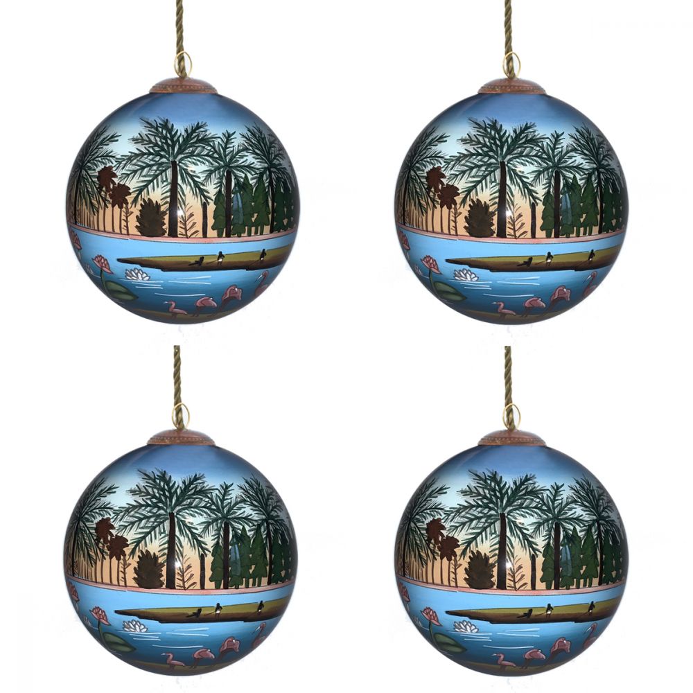 The Flamingoes Glass Ornament Collection (Set of 4)