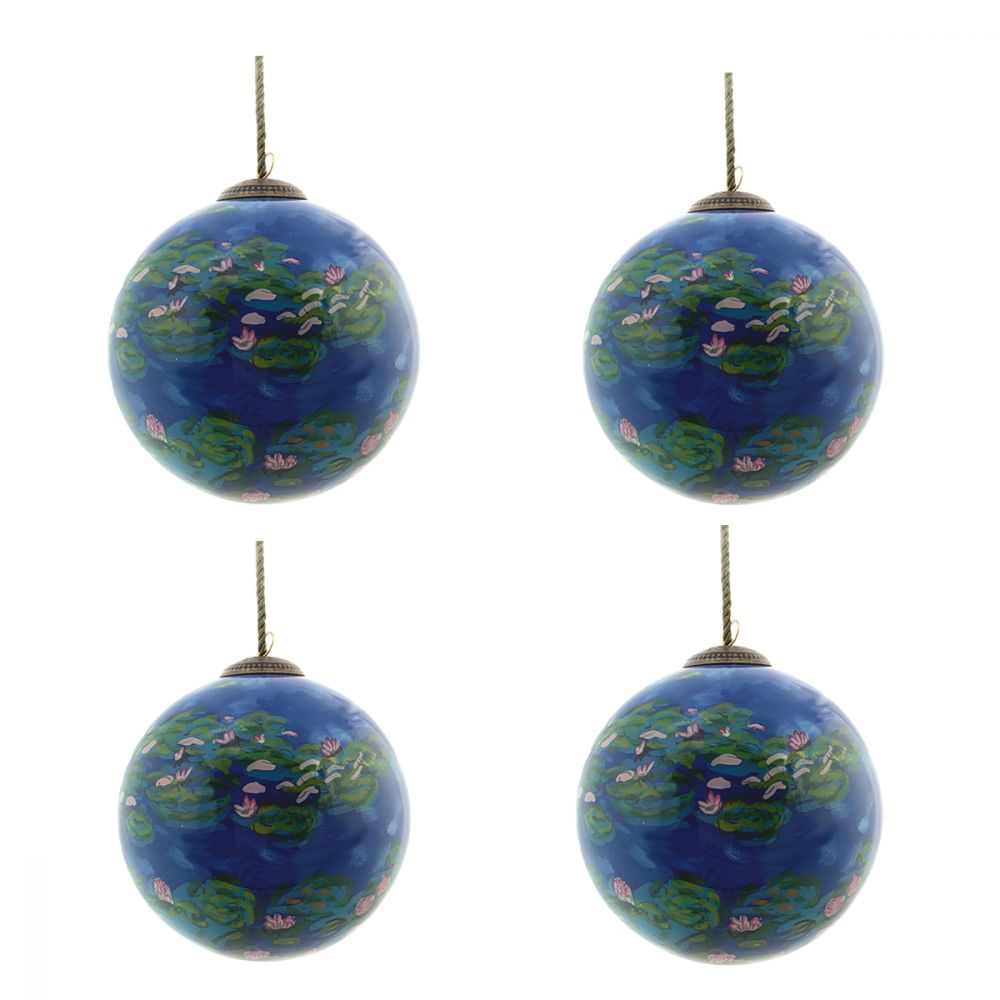 Water Lilies Glass Ornament Collection (Set of 4)