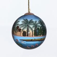 The Flamingoes Hand Painted Glass Ornament