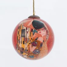 The Kiss by Gustav Klimt Hand Painted Glass Ornament