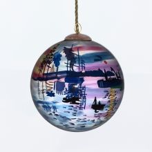 Impression, Sunrise Hand Painted Glass Ornament