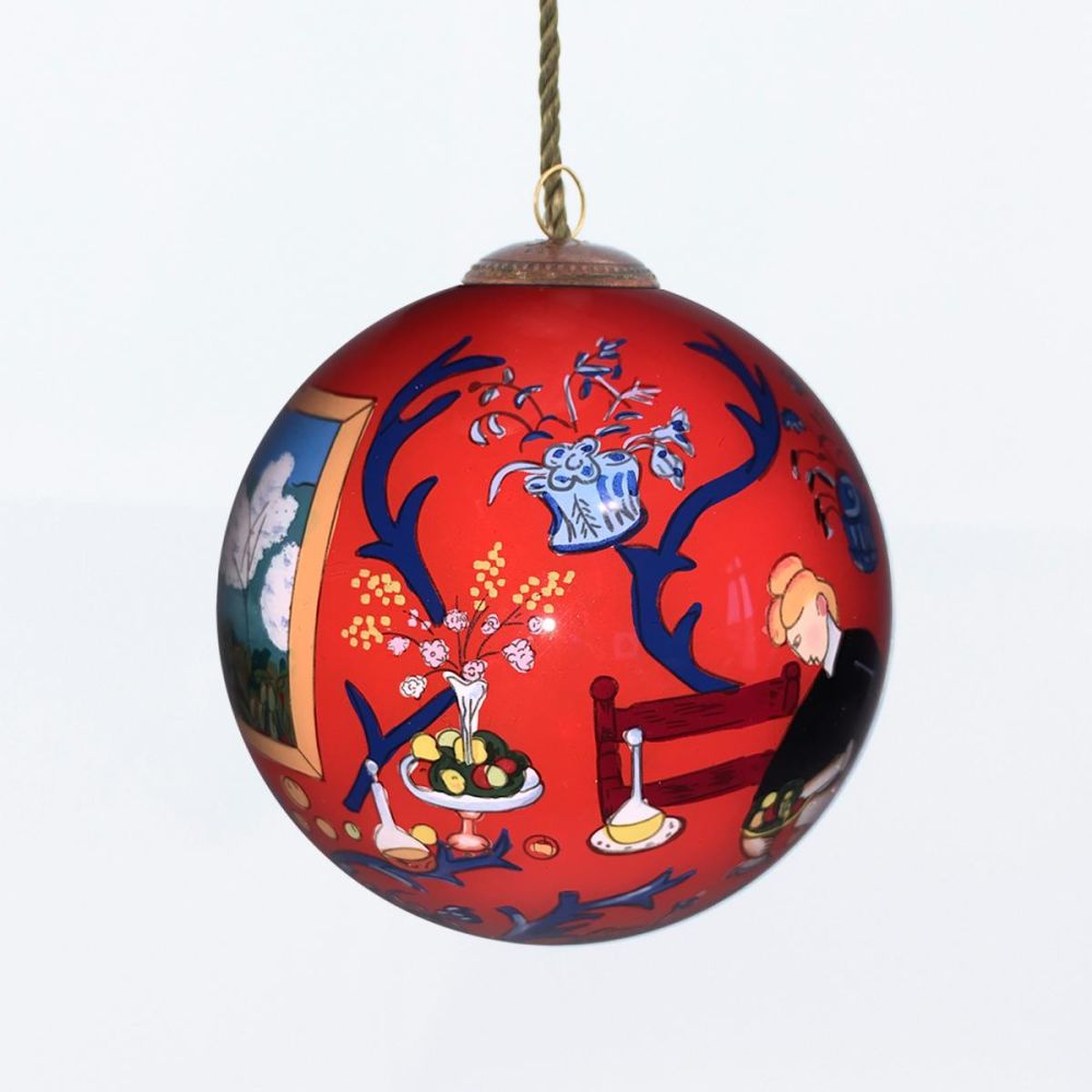 Red Room (Harmony in Red) Hand Painted Glass Ornament