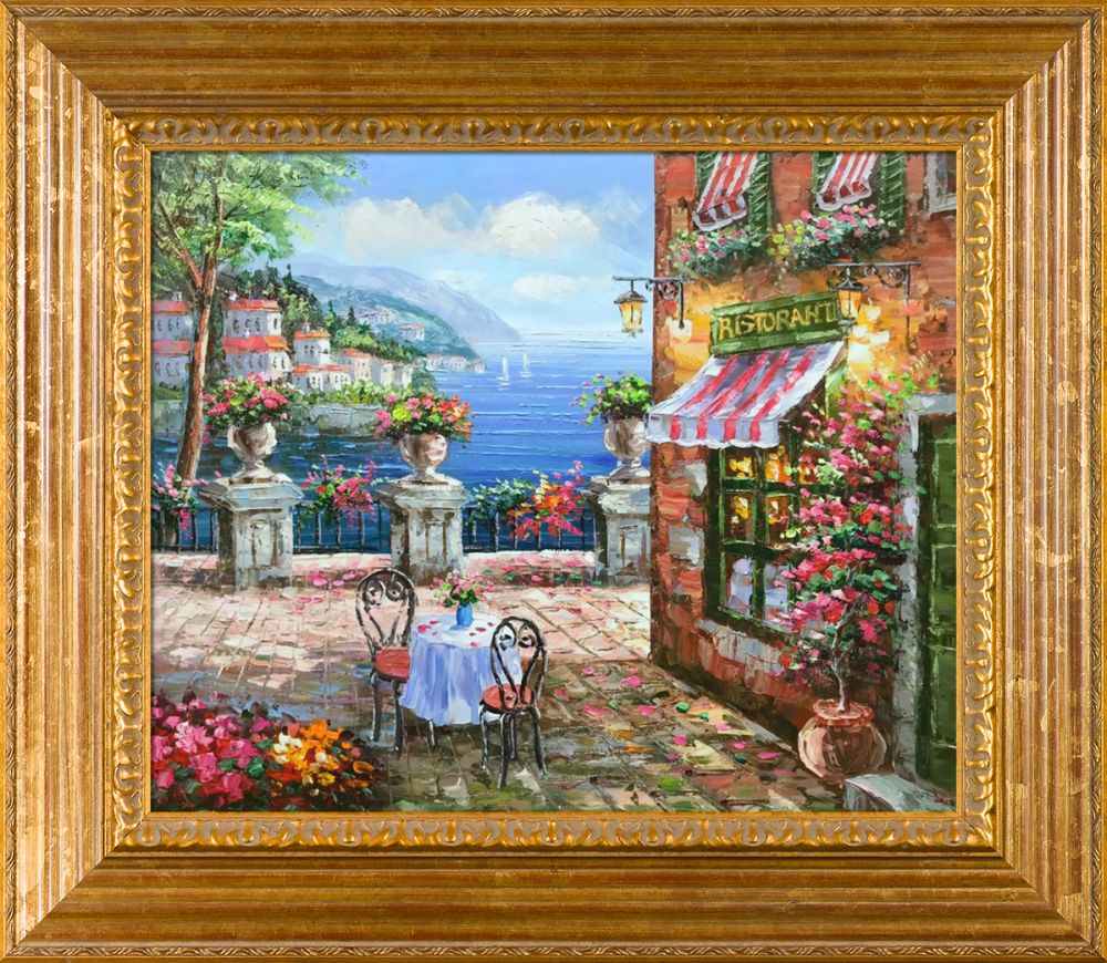 Cafe Italy Pre-Framed - Vienna Gold Leaf Frame 20"X24"