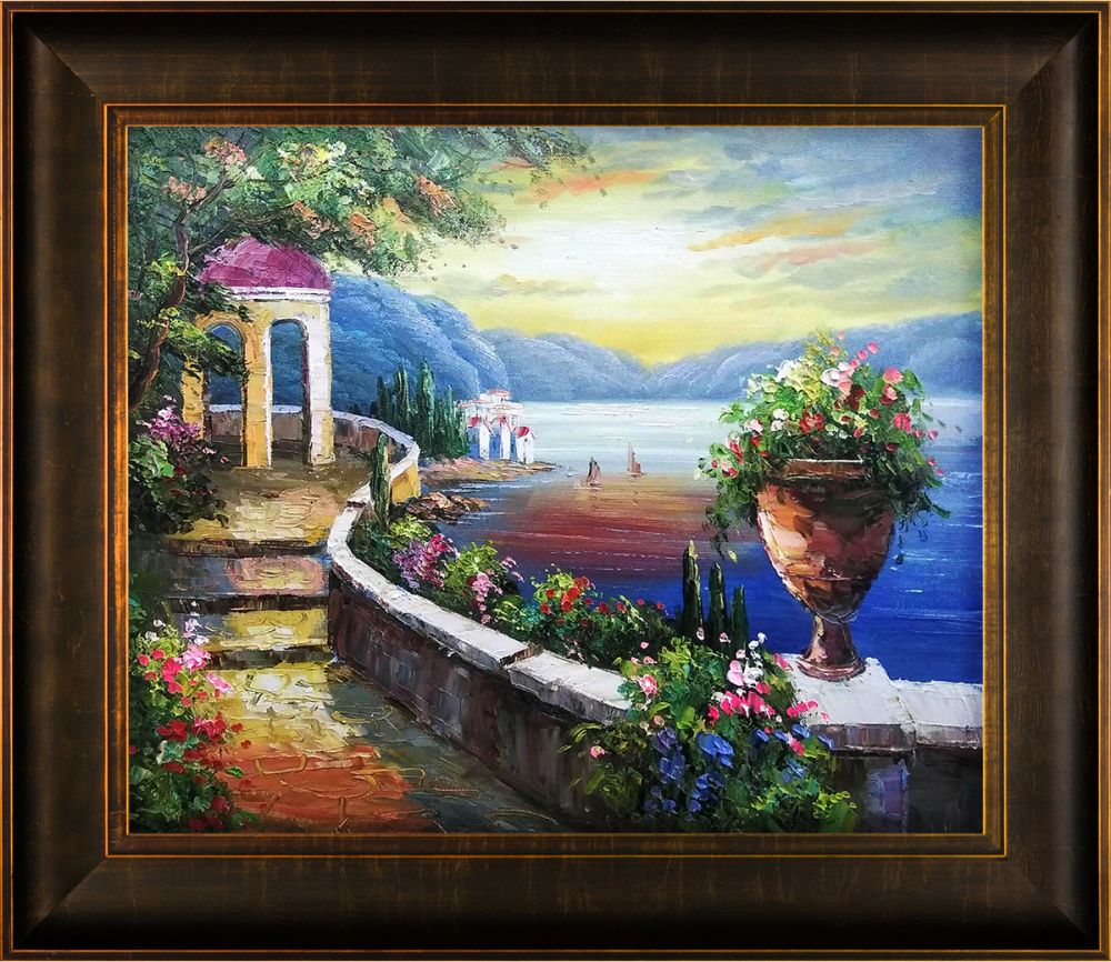 Sunset at Gazebo Point Pre-Framed - Veine D'Or Bronze Scoop Frame 20"X24"