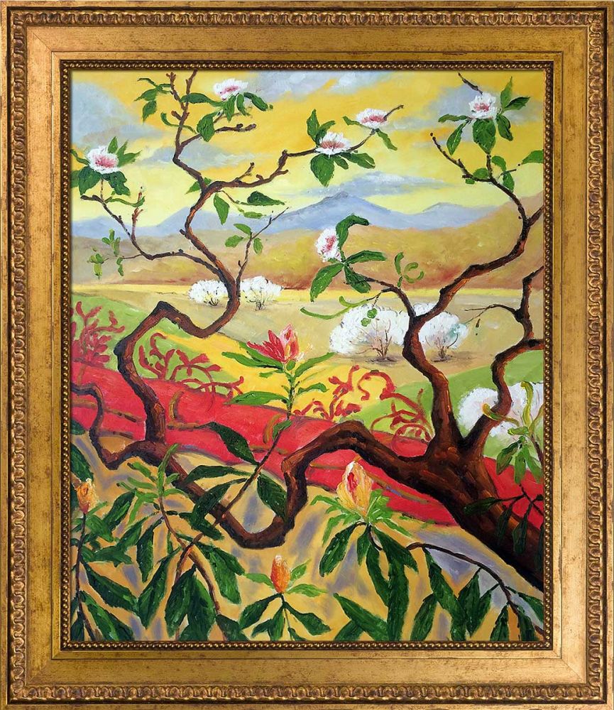 Japanese Style Landscape Pre-Framed - Versailles Gold King Frame 20" X 24"