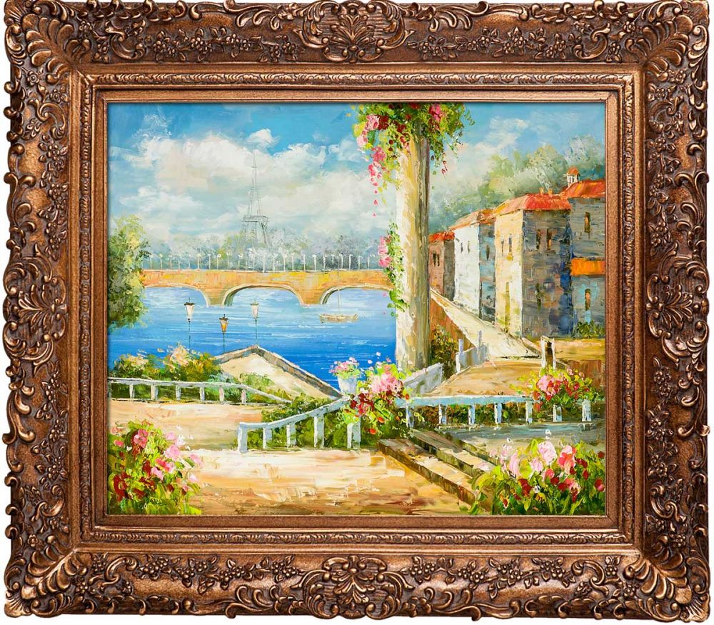 Resort Near The Eiffel Pre-Framed - Burgeon Gold Frame 20"X24"