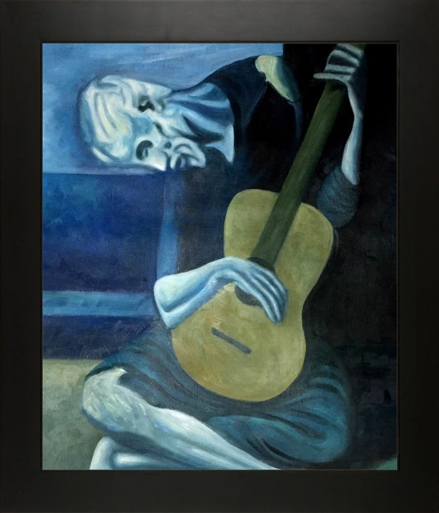 The Old Guitarist - New Age Black Frame 20"X24"
