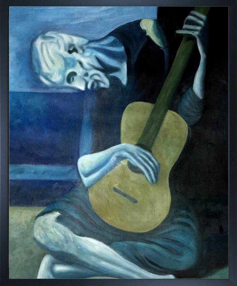 The Old Guitarist - Studio Black Wood Frame 20"X24"