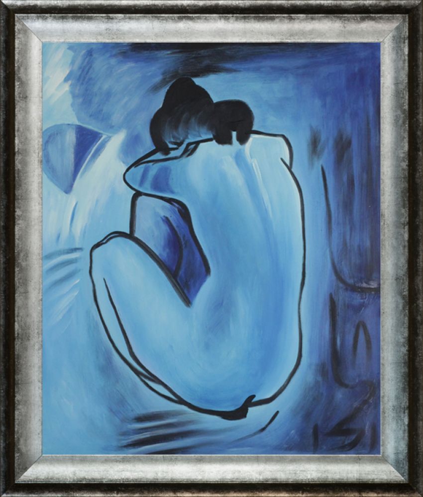 Blue Nude - Athenian Distressed Silver Frame 20"X24"