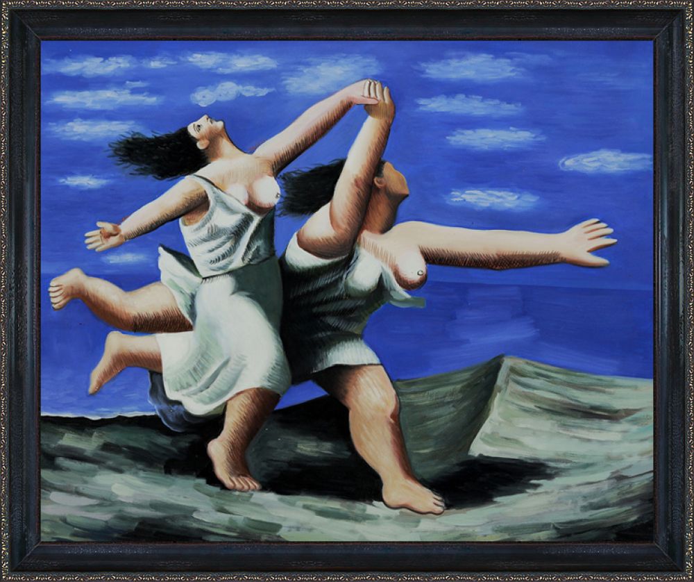 Two Women Running on the Beach (The Race) - La Scala Frame 20"X24"